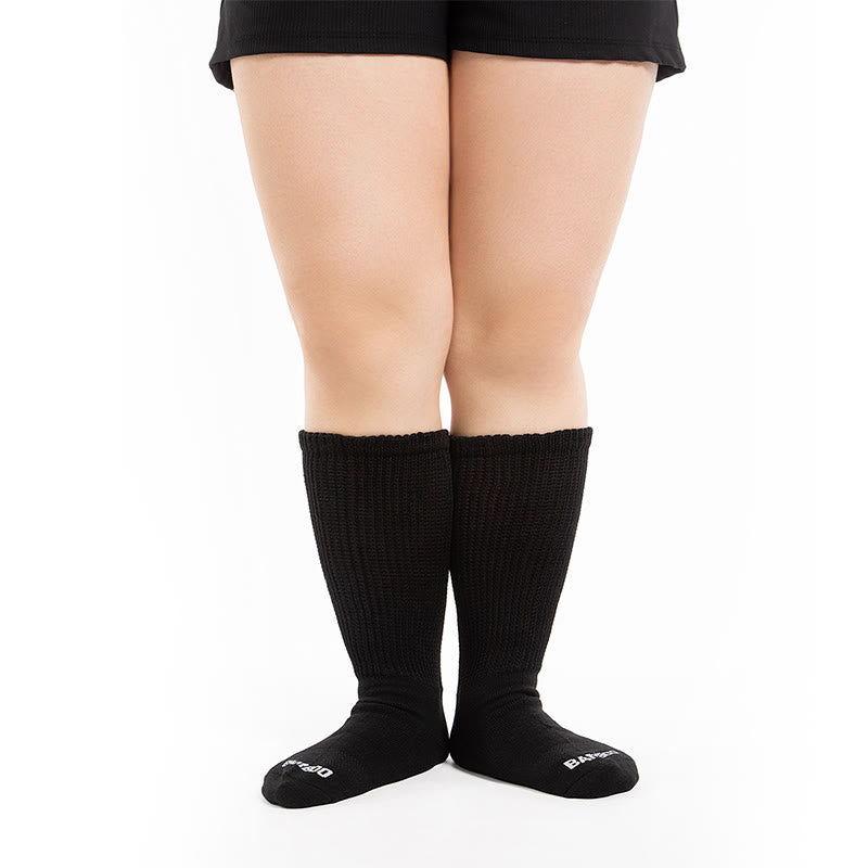 Chaussettes hautes en bambou grande taille, couleur unie (3 paires) - image 1