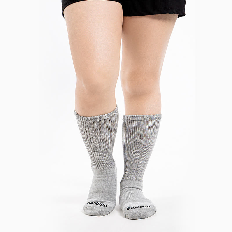 Chaussettes hautes en bambou grande taille, couleur unie (3 paires) - image 4