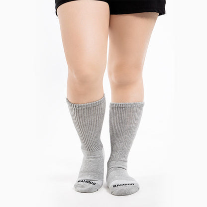 Chaussettes hautes en bambou grande taille, couleur unie (3 paires) - image 4