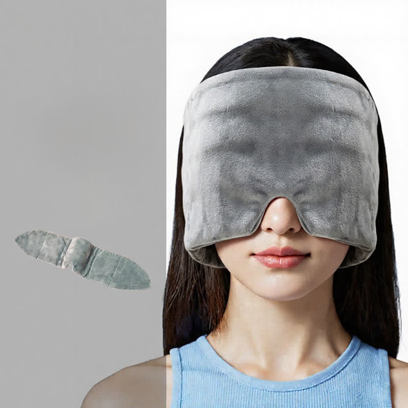 Masque de sommeil lesté ajustable en peluche - Gris - One Size - image 1