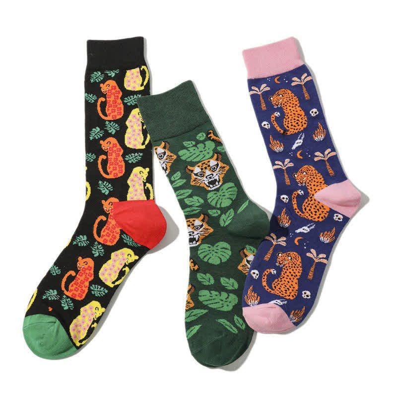 Chaussettes courtes à imprimé léopard forêt (3 paires) - image 1