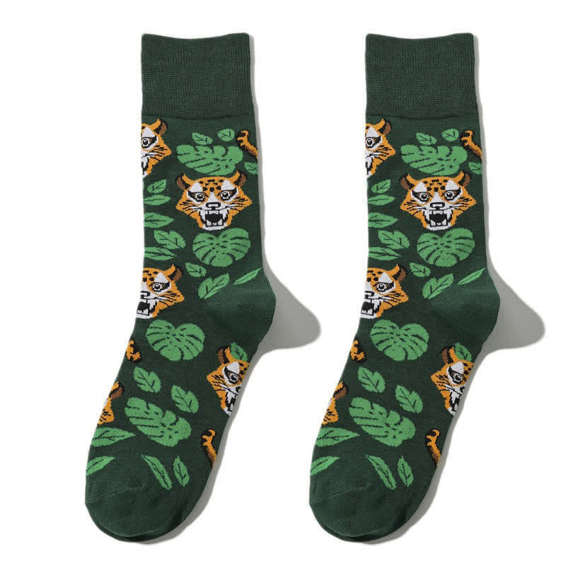 Chaussettes courtes à imprimé léopard forêt (3 paires) - Vert - EU38-45 (US5-11) - image 2