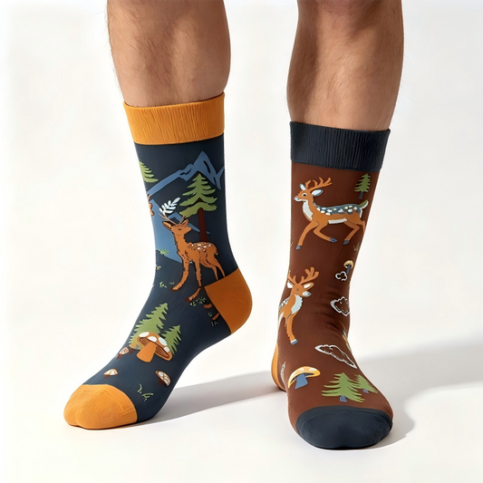 Chaussettes courtes à motif de cerf de la forêt - Brun - EU36-43(US3-9) - image 0