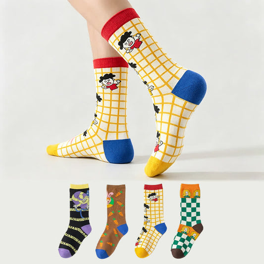 Chaussettes à carreaux amusantes (4 paires) - Multicolore - EU36-40(US3-7) - image 0