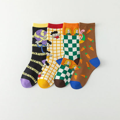 Chaussettes à carreaux amusantes (4 paires) - image 1