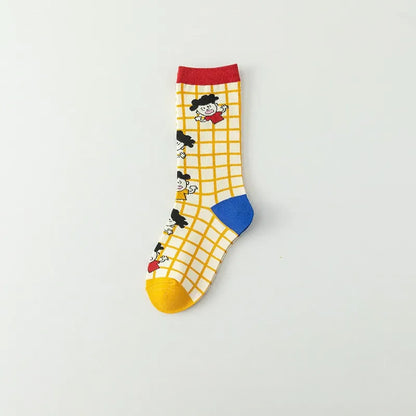 Chaussettes à carreaux amusantes (4 paires) - Orange - EU36-40(US3-7) - image 3