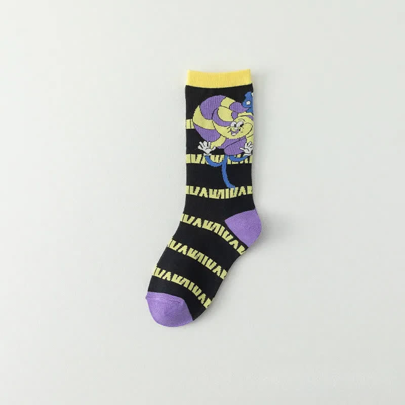 Chaussettes à carreaux amusantes (4 paires) - Violet - EU36-40(US3-7) - image 4
