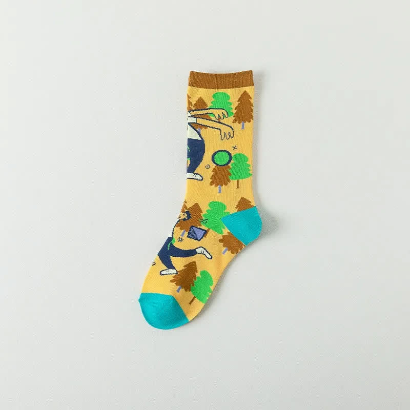 Chaussettes courtes à motifs de personnages de dessins animés mignons (4 paires) - Jaune - EU36-40(US3-7) - image 9