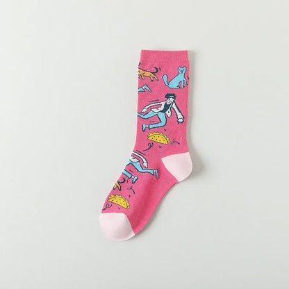 Chaussettes courtes à motifs de personnages de dessins animés mignons (4 paires) - Rose - EU36-40(US3-7) - image 7