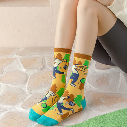 Chaussettes courtes à motifs de personnages de dessins animés mignons (4 paires) - image 1