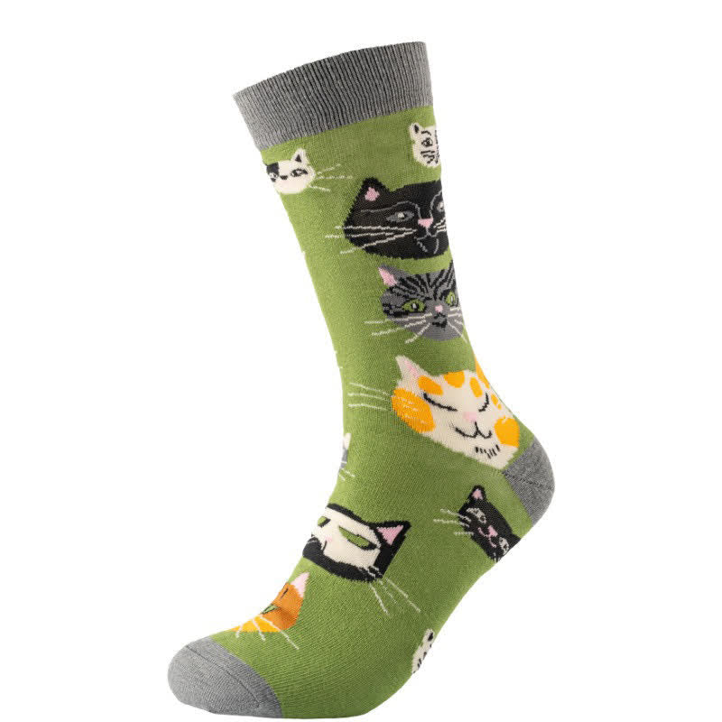 Chaussettes courtes à motif chat mignon (4 paires) - Vert - EU38-45 (US5-11) - image 2