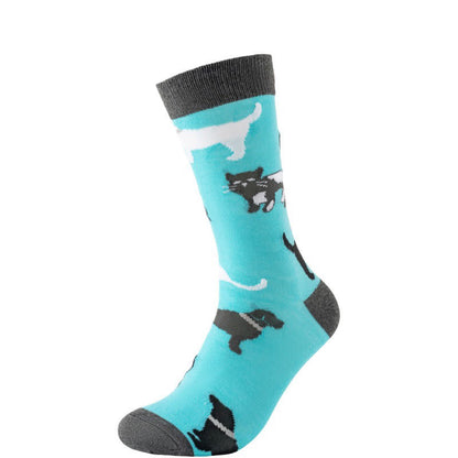Chaussettes courtes à motif chat mignon (4 paires) - Bleu - EU38-45 (US5-11) - image 4