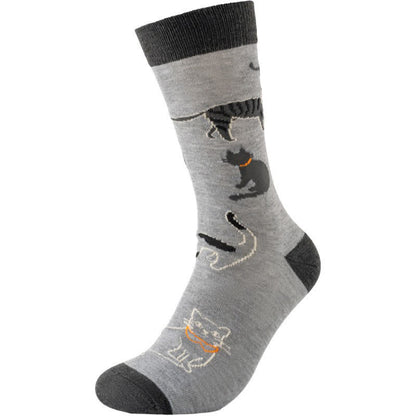 Chaussettes courtes à motif chat mignon (4 paires) - Gris - EU38-45 (US5-11) - image 3