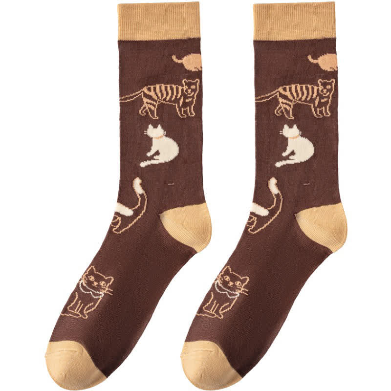 Chaussettes courtes à motif chat mignon (4 paires) - image 5