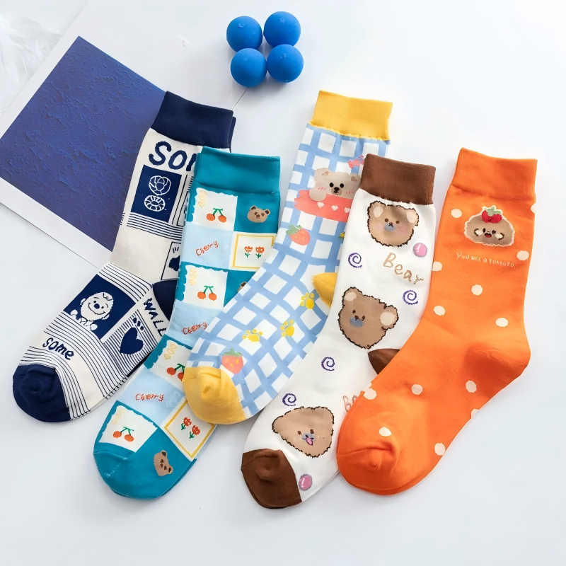 Chaussettes mignonnes à motifs d'animaux (5 paires) - Multicolore - EU35-41 (US2-7,5) - image 1