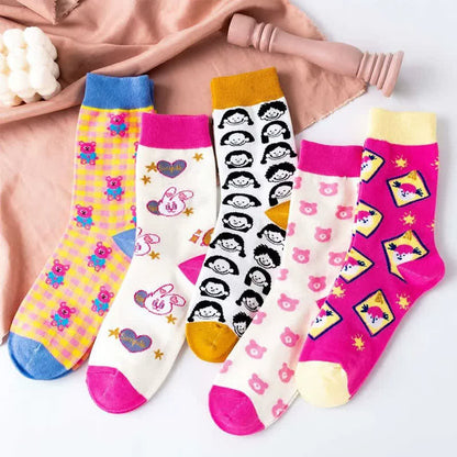 Chaussettes à motifs mignons (5 paires) - Multicolore - EU35-41 (US2-7,5) - image 1