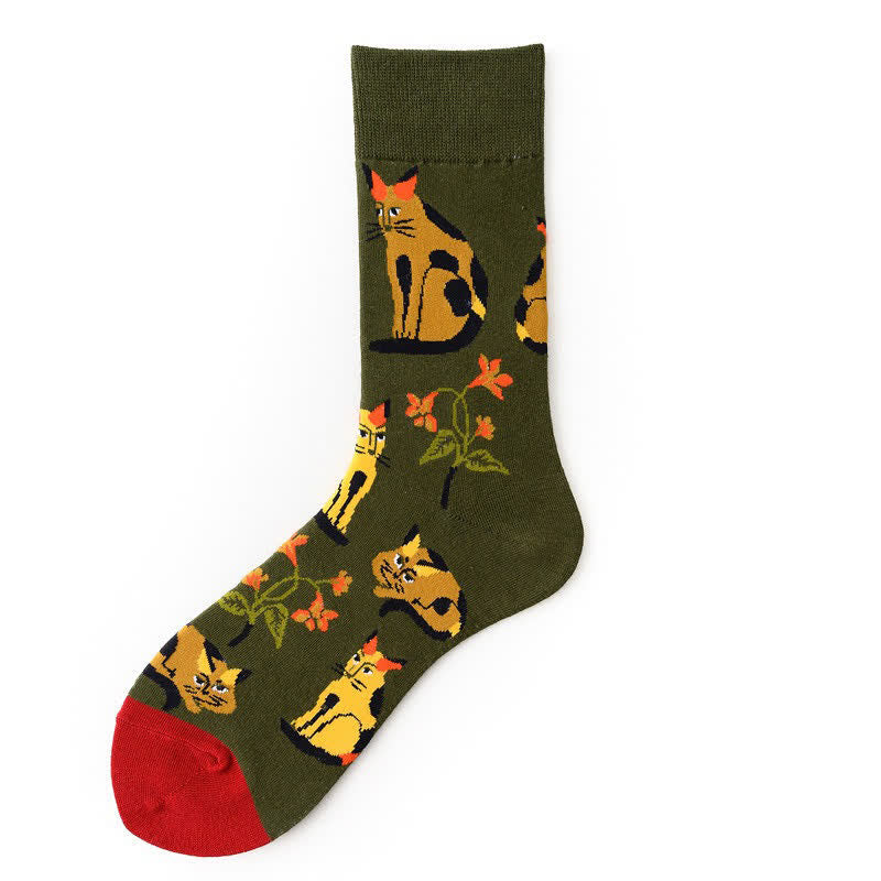 Chaussettes fleuries à blocs de couleur (5 paires) - Vert armée - EU36-43(US3-9) - image 4
