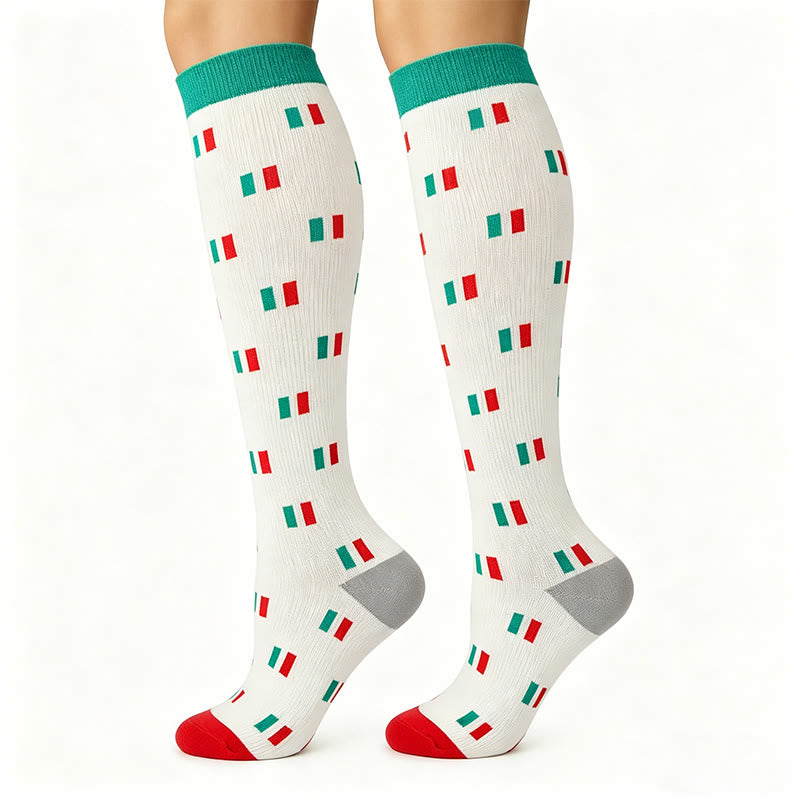 Chaussettes de compression aux couleurs des drapeaux nationaux (6 paires) - Mexique - S/M - image 2