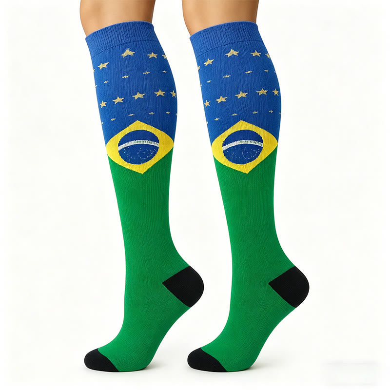 Chaussettes de compression aux couleurs des drapeaux nationaux (6 paires) - Brésil - S/M - image 3
