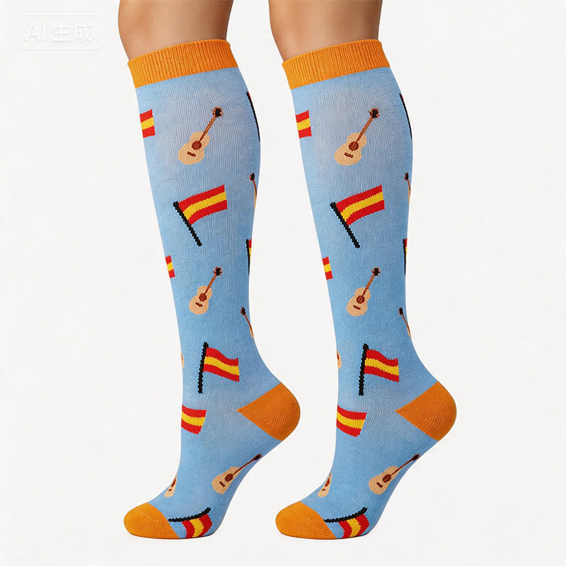 Chaussettes de compression aux couleurs des drapeaux nationaux (6 paires) - Espagne - S/M - image 6
