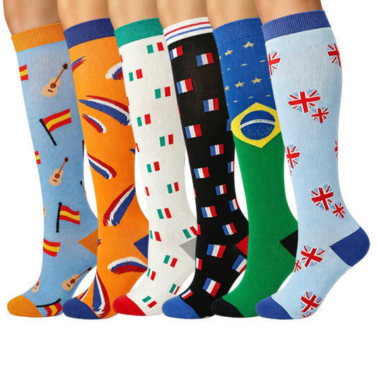 Chaussettes de compression aux couleurs des drapeaux nationaux (6 paires) - Multicolore - S/M - image 0