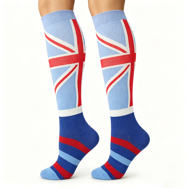 Chaussettes de compression sport drapeau britannique (6 paires) - Bleu clair - S/M - image 5