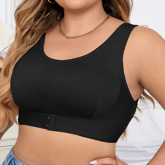 Soutien-gorge de sport sans armatures à fermeture avant - Noir - 4XL - image 0