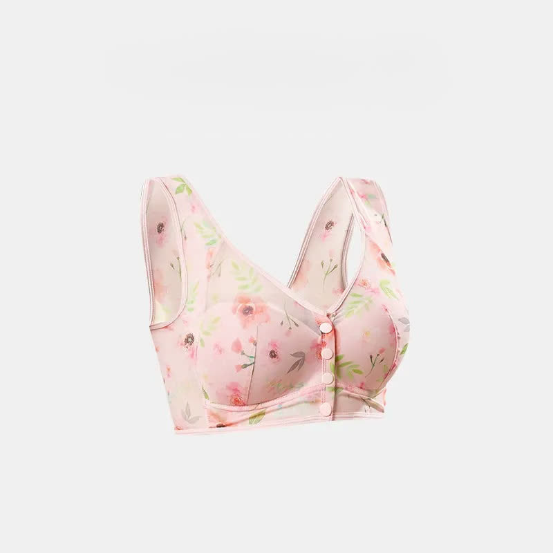 Soutien-gorge sans armatures à fermeture florale sur le devant - Rose - 6L - image 1