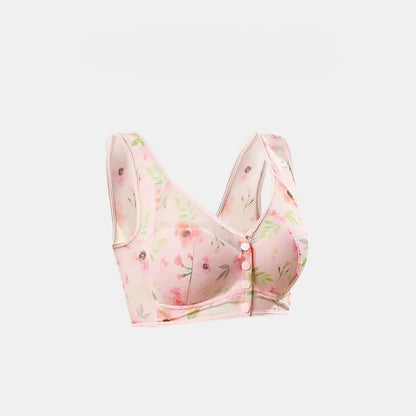 Soutien-gorge sans armatures à fermeture florale sur le devant - Rose - 6L - image 1