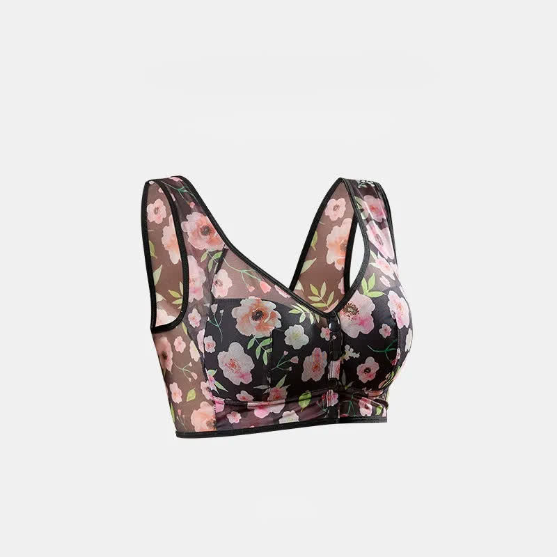 Soutien-gorge sans armatures à fermeture florale sur le devant - Noir - 6L - image 3