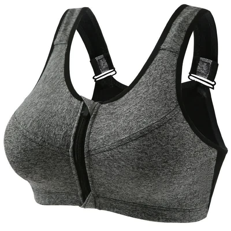 Soutien-gorge de sport sans armatures avec fermeture éclair sur le devant (lot de 2) - Gris - 5XL - image 9