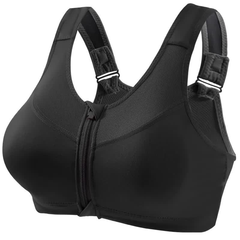 Soutien-gorge de sport sans armatures avec fermeture éclair sur le devant (lot de 2) - Noir - 5XL - image 10