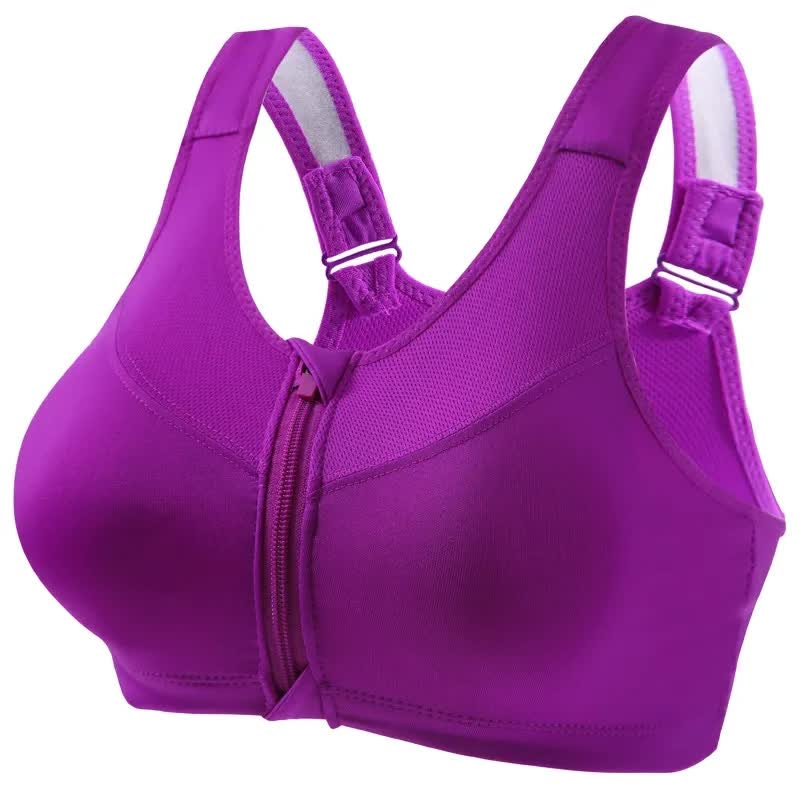 Soutien-gorge de sport sans armatures avec fermeture éclair sur le devant (lot de 2) - Violet - 5XL - image 11