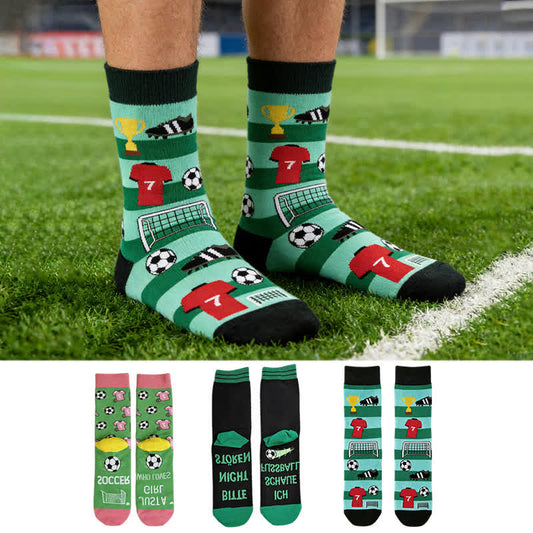 Chaussettes de football rayées en coton (3 paires) - Multicolore - EU39-44(US6-10) - image 0