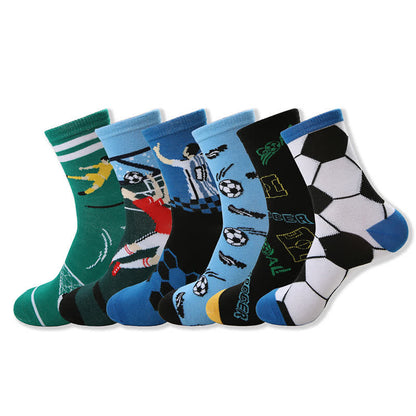 Chaussettes courtes décontractées à imprimé football (6 paires) - Multicolore - EU39-44(US6-10) - image 1