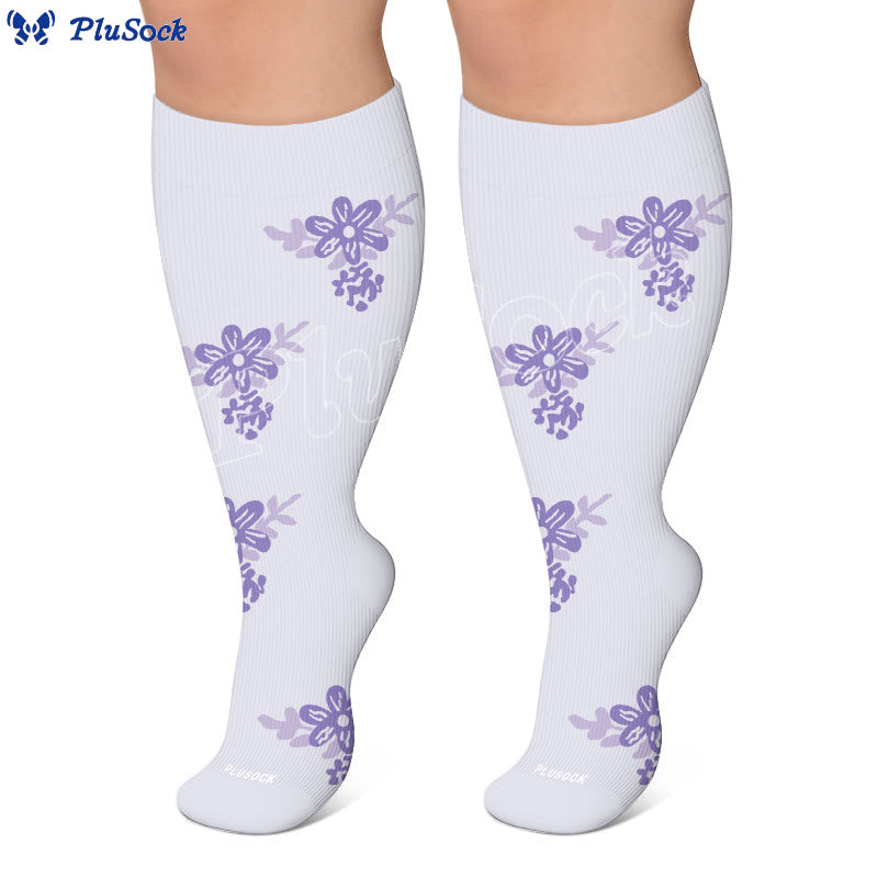 Chaussettes de compression fleuries grandes tailles - image 2