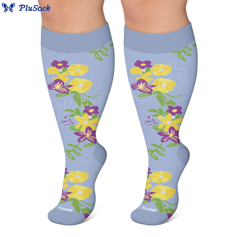 Chaussettes de compression fleuries grandes tailles - image 3