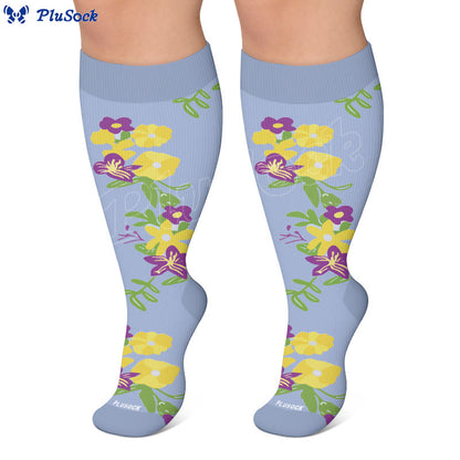 Chaussettes de compression fleuries grandes tailles - image 3
