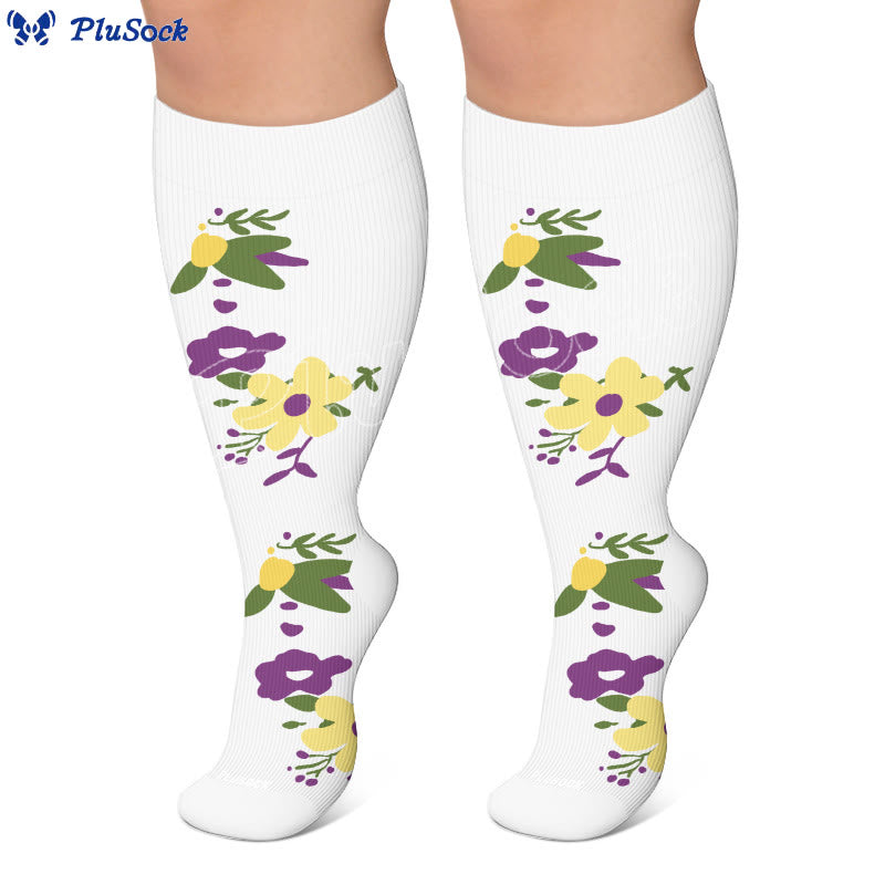 Chaussettes de compression fleuries grandes tailles - image 4
