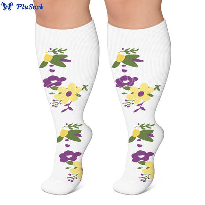 Chaussettes de compression fleuries grandes tailles - image 4