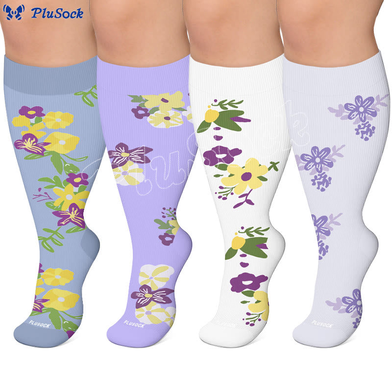 Chaussettes de compression fleuries grandes tailles - image 0