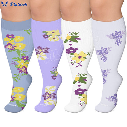 Chaussettes de compression fleuries grandes tailles - image 0