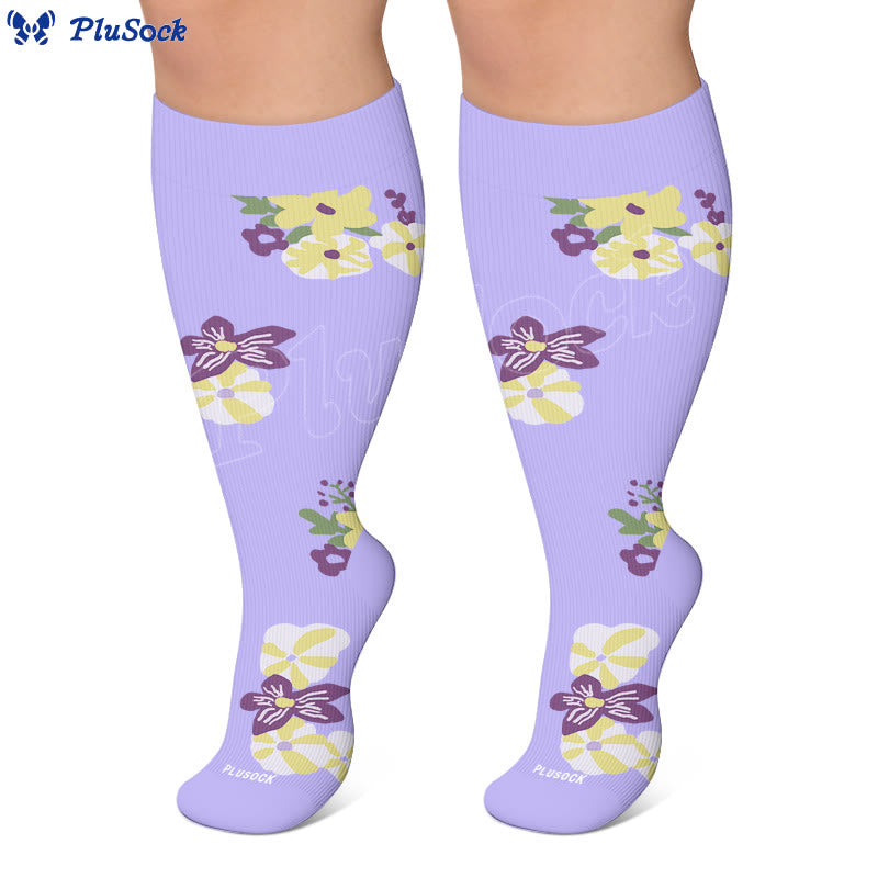 Chaussettes de compression fleuries grandes tailles - image 5