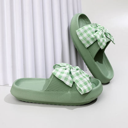 Pantoufles à plateforme à carreaux nœud papillon - Vert - EU44-45(US10-11) - image 3