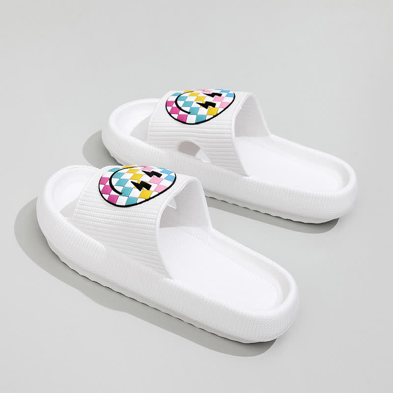 Pantoufles à semelle épaisse à motif arc-en-ciel souriant - Blanc - EU44-45(US10-11) - image 6