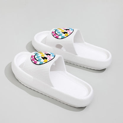 Pantoufles à semelle épaisse à motif arc-en-ciel souriant - Blanc - EU44-45(US10-11) - image 6