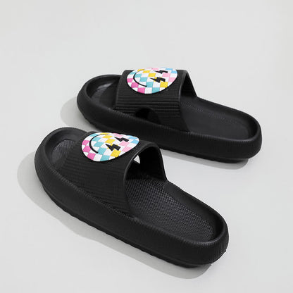 Pantoufles à semelle épaisse à motif arc-en-ciel souriant - Noir - EU44-45(US10-11) - image 7