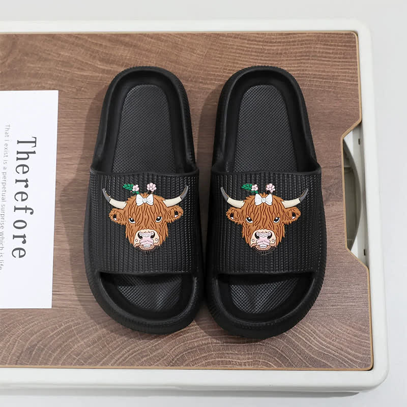 Pantoufles à plateforme Highland Cow Cloud Cushion - Noir - EU44-45(US10-11) - image 5