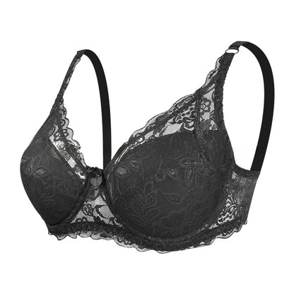 Soutien-gorge élégant à armatures en dentelle - Noir - 42 - D - image 12