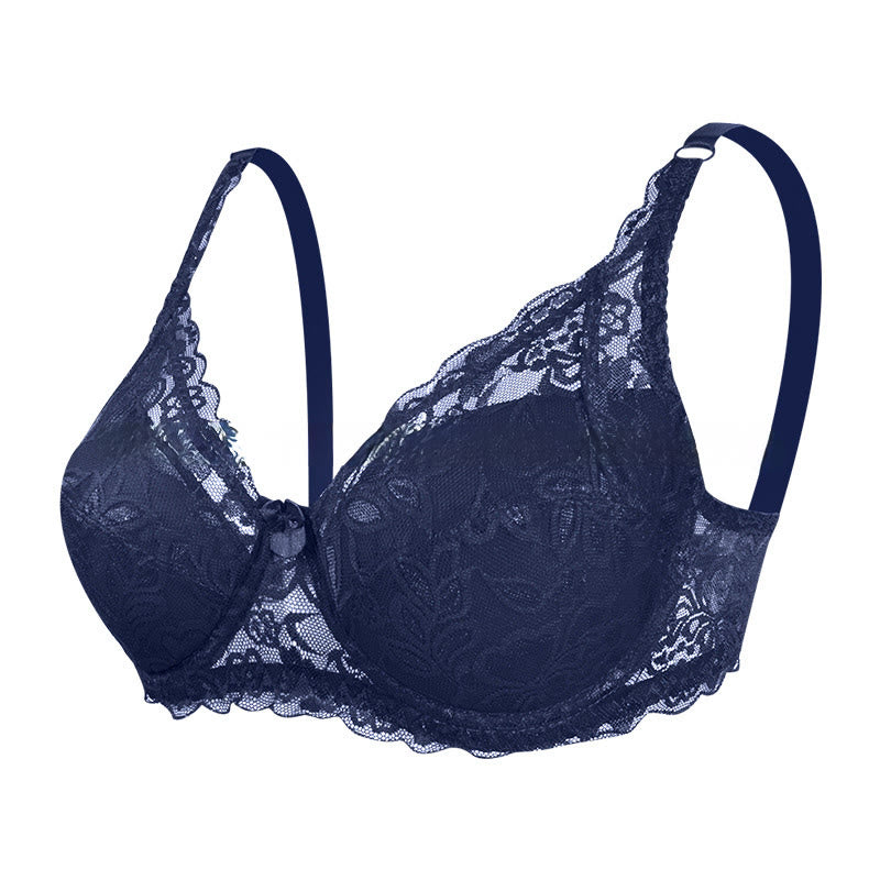 Soutien-gorge élégant à armatures en dentelle - Bleu foncé - 42 - D - image 14